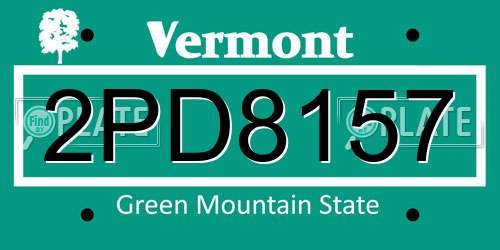 2PD8157 Vermont License Plate