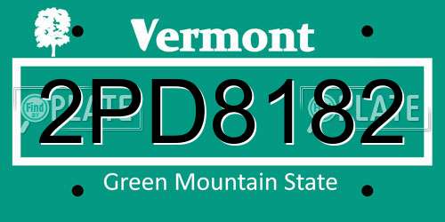 2PD8182 Vermont License Plate