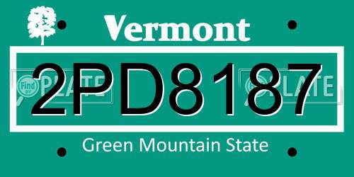 2PD8187 Vermont License Plate
