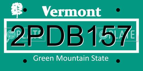 2PDB157 Vermont License Plate