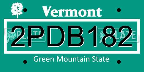 2PDB182 Vermont License Plate