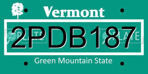 2PDB187 Vermont License Plate