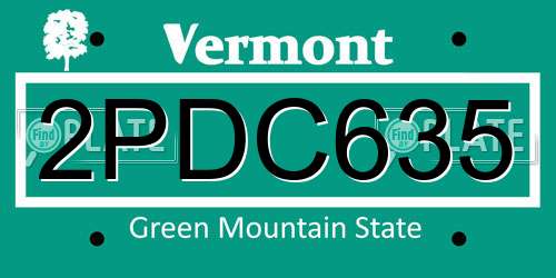 2PDC635 Vermont License Plate