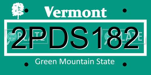 2PDS182 Vermont License Plate