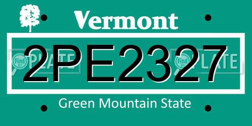 2PE2327 Vermont License Plate