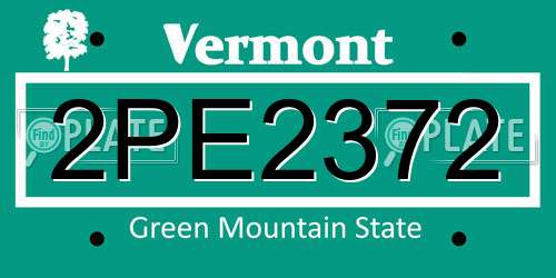 2PE2372 Vermont License Plate
