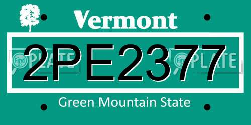 2PE2377 Vermont License Plate