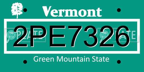 2PE7326 Vermont License Plate