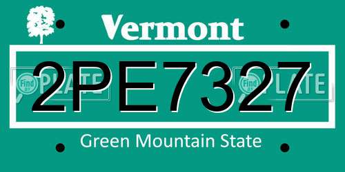 2PE7327 Vermont License Plate