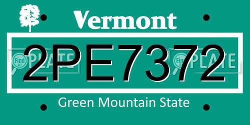 2PE7372 Vermont License Plate