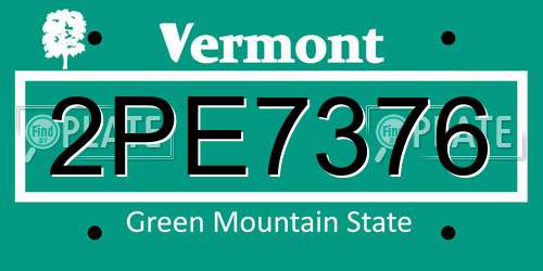 2PE7376 Vermont License Plate