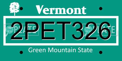 2PET326 Vermont License Plate