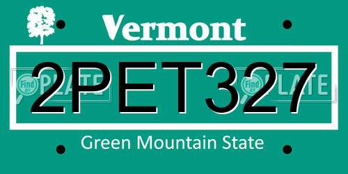 2PET327 Vermont License Plate