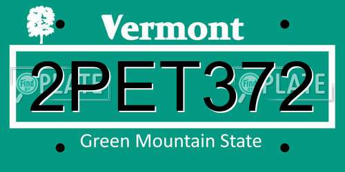 2PET372 Vermont License Plate