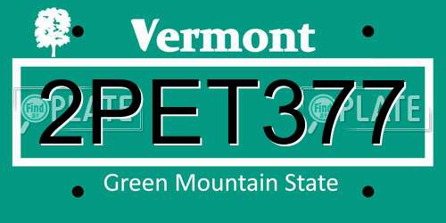 2PET377 Vermont License Plate