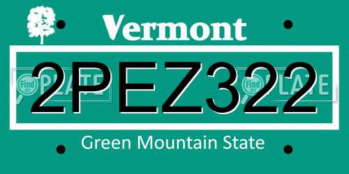 2PEZ322 Vermont License Plate