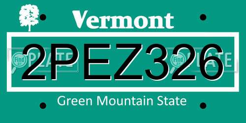 2PEZ326 Vermont License Plate