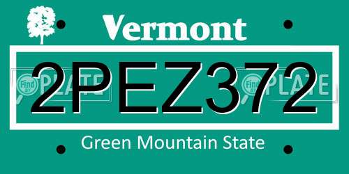 2PEZ372 Vermont License Plate