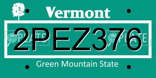 2PEZ376 Vermont License Plate