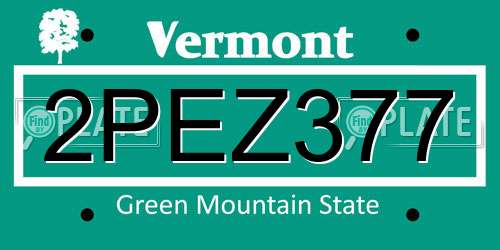 2PEZ377 Vermont License Plate