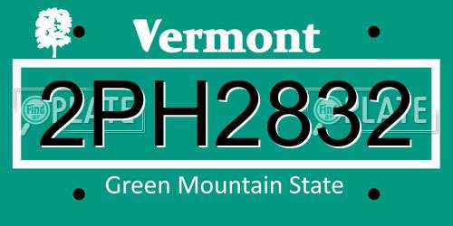 2PH2832 Vermont License Plate
