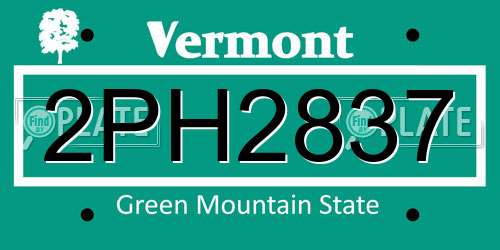 2PH2837 Vermont License Plate