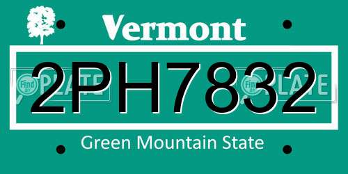 2PH7832 Vermont License Plate