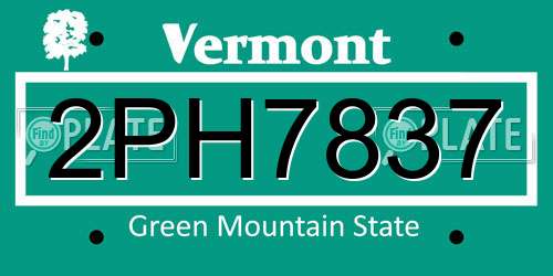 2PH7837 Vermont License Plate