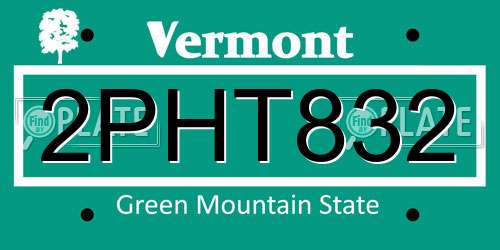 2PHT832 Vermont License Plate