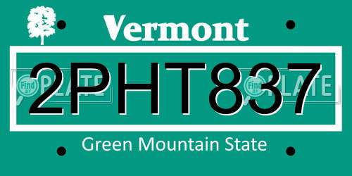2PHT837 Vermont License Plate
