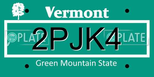 2PJK4 Vermont License Plate