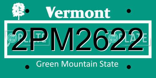 2PM2622 Vermont License Plate