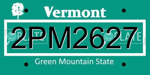 2PM2627 Vermont License Plate