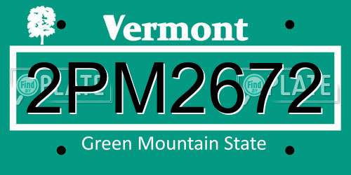 2PM2672 Vermont License Plate