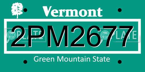 2PM2677 Vermont License Plate