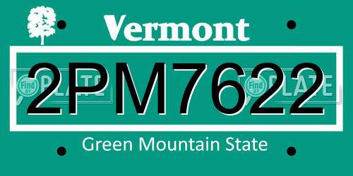 2PM7622 Vermont License Plate