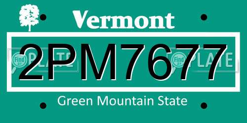 2PM7677 Vermont License Plate