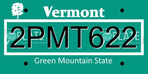 2PMT622 Vermont License Plate