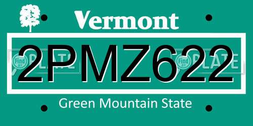 2PMZ622 Vermont License Plate