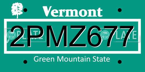 2PMZ677 Vermont License Plate