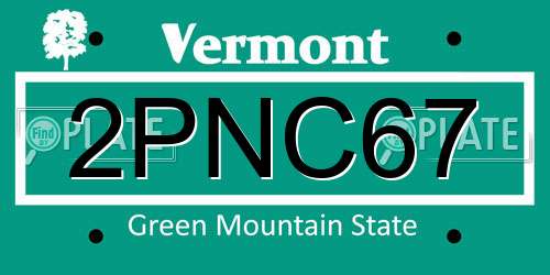 2PNC67 Vermont License Plate