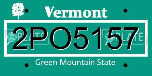 2PO5157 Vermont License Plate