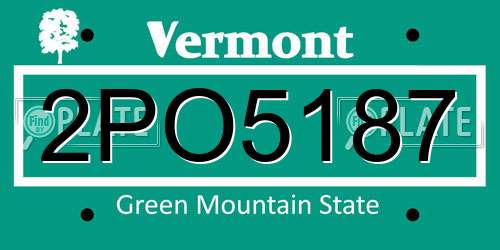 2PO5187 Vermont License Plate