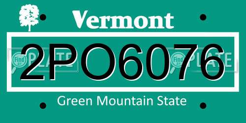 2PO6076 Vermont License Plate