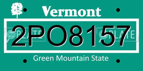 2PO8157 Vermont License Plate