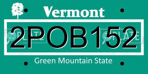 2POB152 Vermont License Plate