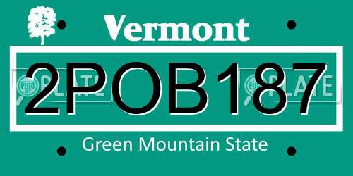 2POB187 Vermont License Plate