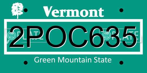 2POC635 Vermont License Plate