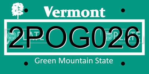 2POG026 Vermont License Plate