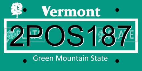 2POS187 Vermont License Plate